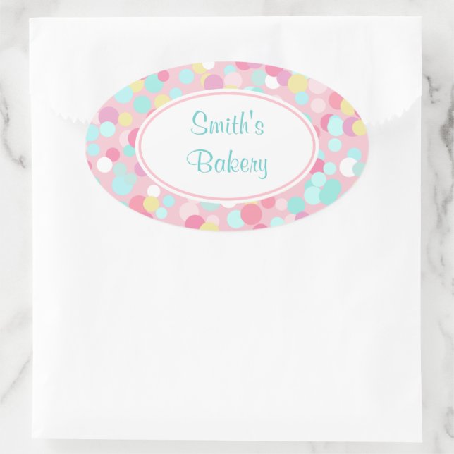 Customized Pastel Dots Oval Stickers (Bag)