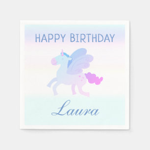 Customized Pastel Unicorn Happy Birthday Party Napkins