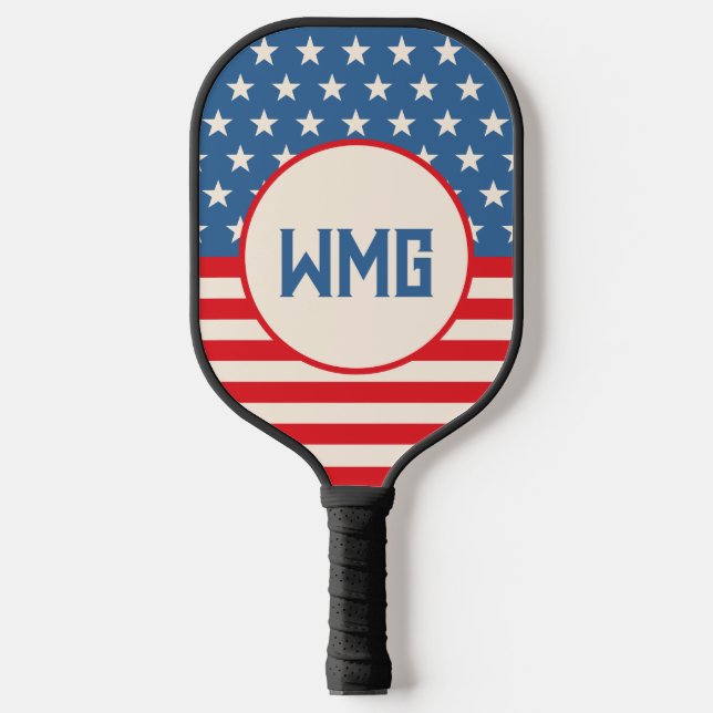 Customized Patriotic Monogram Pickleball Paddle (Front)