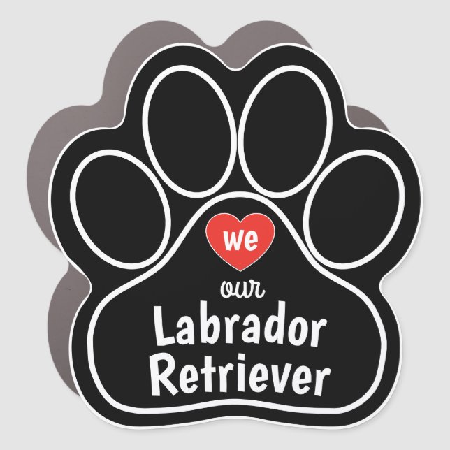 Customized Paw Print Love My Dog Car Magnet (Front)