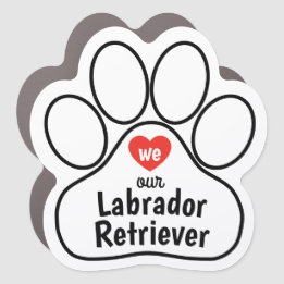 Customized Paw Print Love My Dog Car Magnet