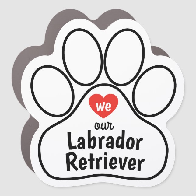 Customized Paw Print Love My Dog Car Magnet (Front)