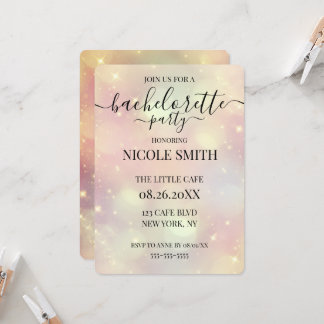 Customized Peach Sparkle Bokeh Bachelorette Party Invitation