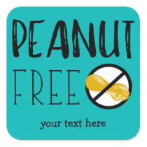 Customized Peanut Free Teal Stickers