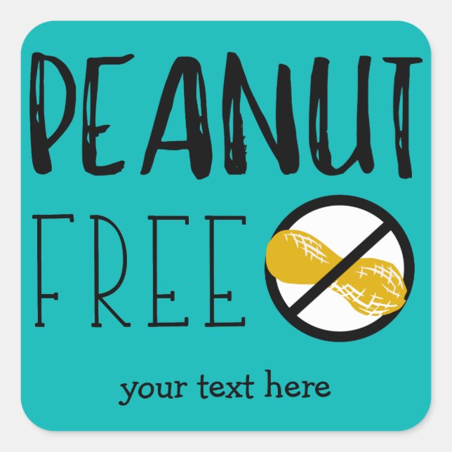 Customized Peanut Free Teal Stickers (Front)