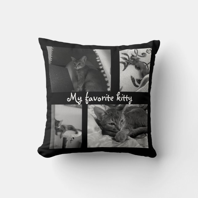 Customized personalized patches squares frames bla throw pillow (Front)
