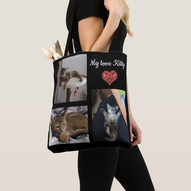 Customized personalized patches squares frames bla tote bag (Close Up)