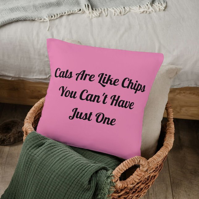 Customized Pet Cat Lover Funny Black Quote On Pink Throw Pillow (Creator Uploaded)