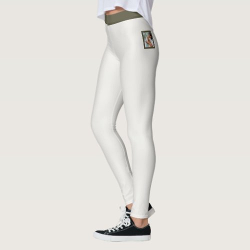 Customized Pet Cat Lover Warm Neutral Dark Olive Leggings
