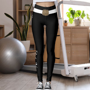 Customized Pet Lover Script Text Black And White  Leggings