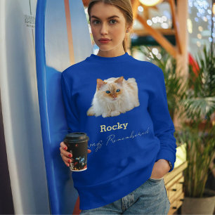 Customized Pet Memorial Quote Photo Blue Cat Lover Sweatshirt
