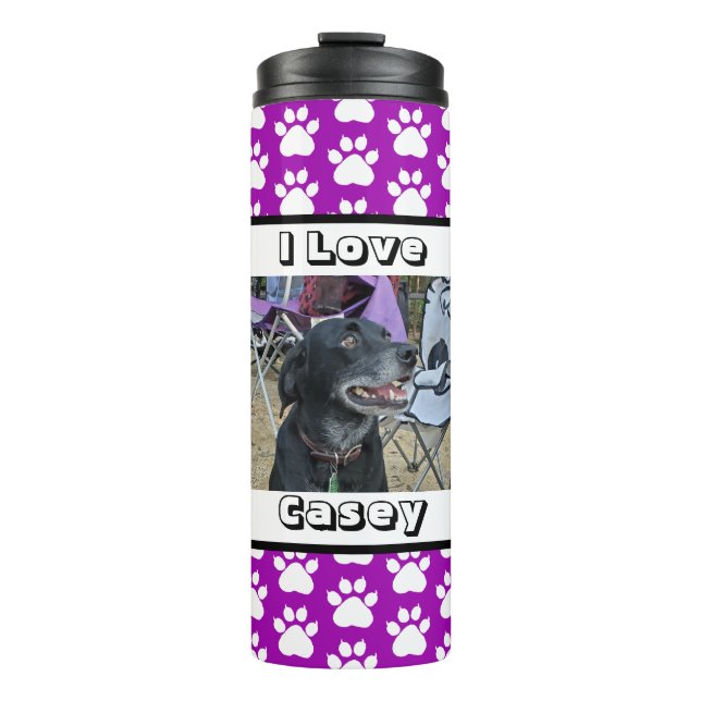 Customized Pet Photo and Paw Print Thermal Tumbler (Front)