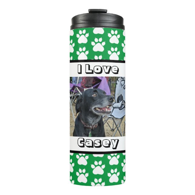 Customized Pet Photo and Paw Print Thermal Tumbler (Front)