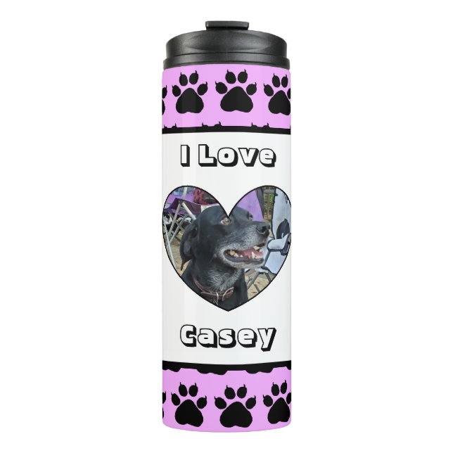 Customized Pet Photo and Paw Print Thermal Tumbler (Front)