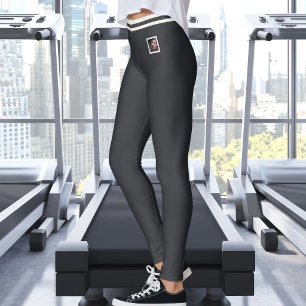 Customized Pet Photo Text Cute Warm Neutral Caviar Leggings