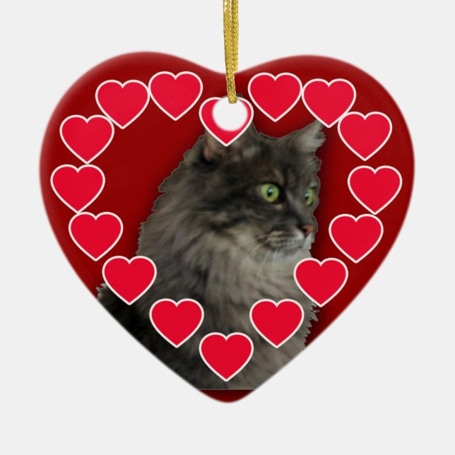 Customized Pet Photo with Hearts Ornament (Front)