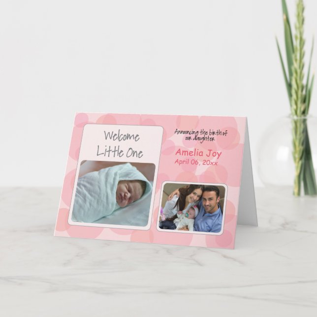 Customized Photo and Name Baby Girl Birth Announce Announcement (Front)