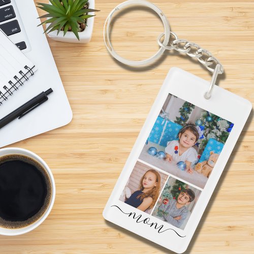 Customized Photo and Text Photo Collage Family Keychain