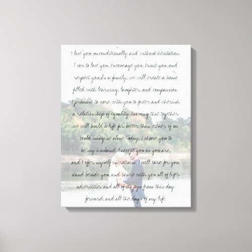 Customized Photo Anniversary Wedding  Vows Canvas Print