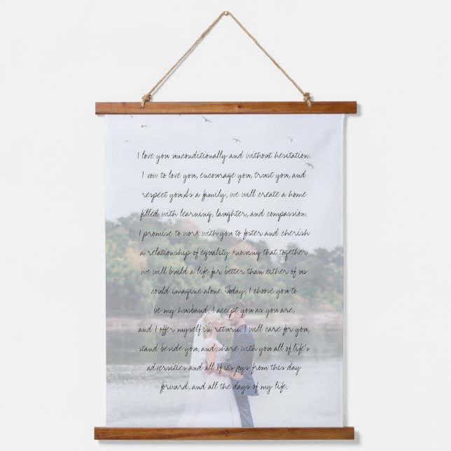 Customized Photo Anniversary Wedding & Vows Hanging Tapestry (Front)