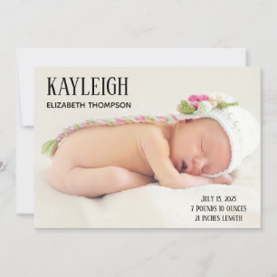 Customized Photo Baby Girl Birth  Announcement
