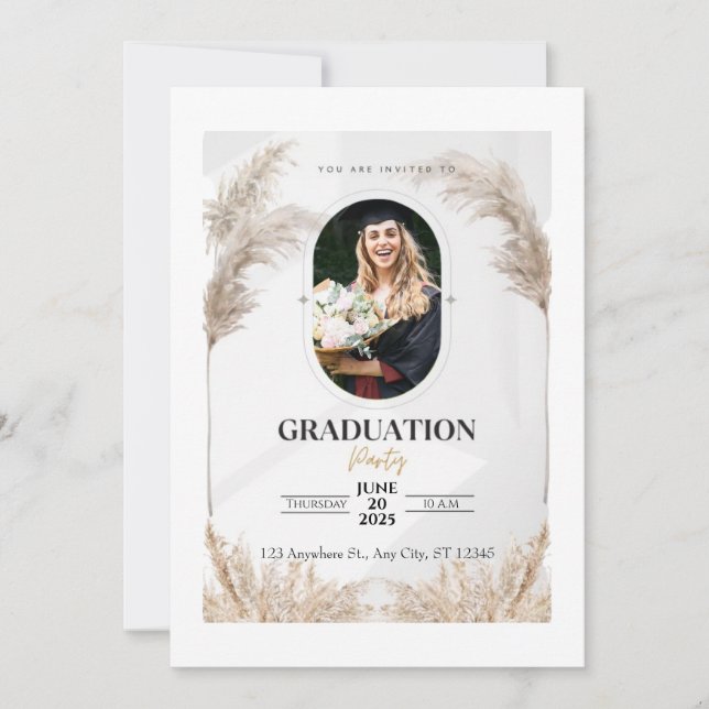 Customized Photo Boho Graduation Party Invitation (Front)