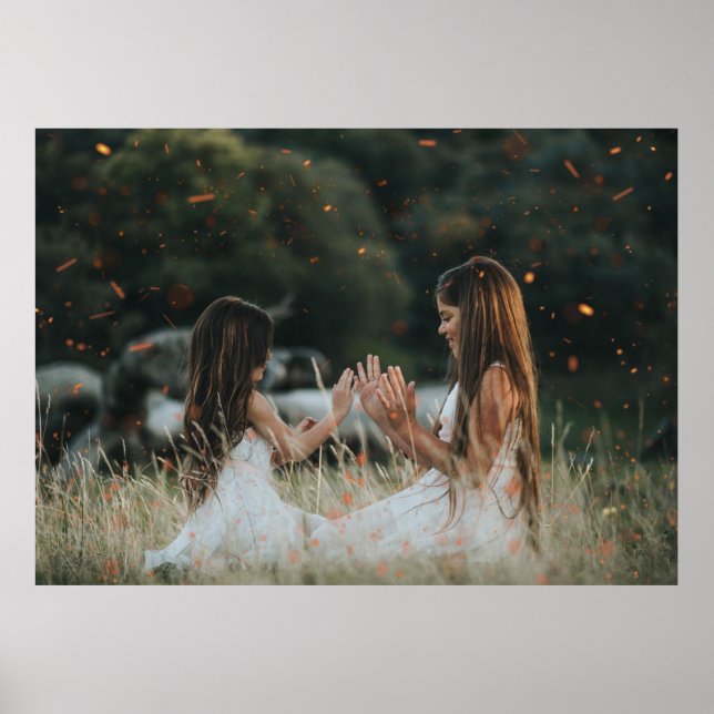 Customized Photo Bokeh Sparkles Overlay Whimsical Poster (Front)