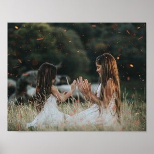 Customized Photo Bokeh Sparkles Overlay Whimsical Poster
