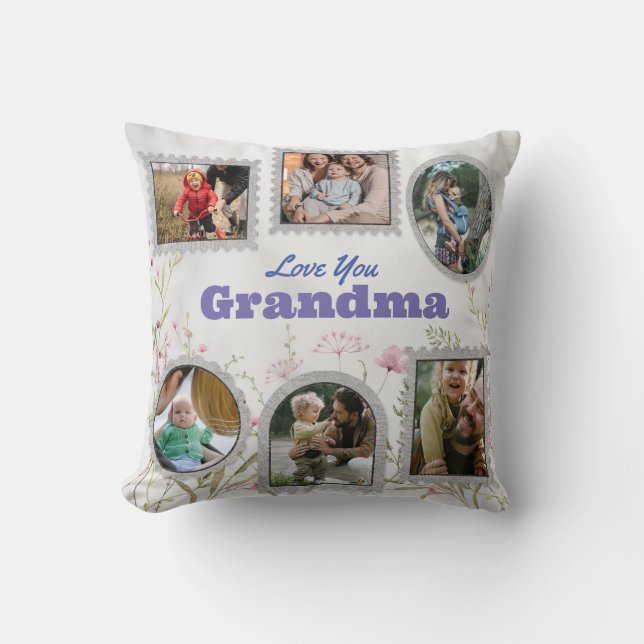 Customized Photo Collage and Memorable Quote Throw Pillow (Front)