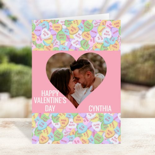 Customized Photo Conversation Valentine Hearts Card