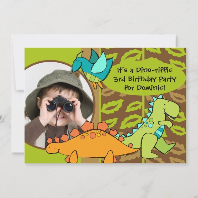 Customized Photo Dino Dinosaur Birthday Invitation (Front)