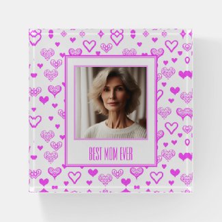 Customized Photo Elegant Pink Hearts Best Mom Ever