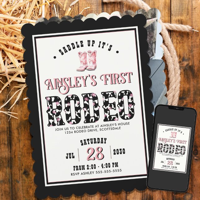 Customized Photo First Rodeo Girls 1st Birthday Invitation (Creator Uploaded)