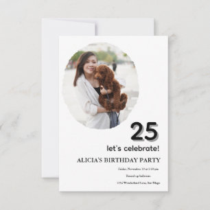 Customized photo frame 25th birthday  invitation
