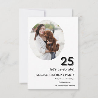 Customized photo frame 25th birthday invitation