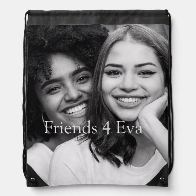Customized Photo Friends 4 Eva    Drawstring Bag (Front)