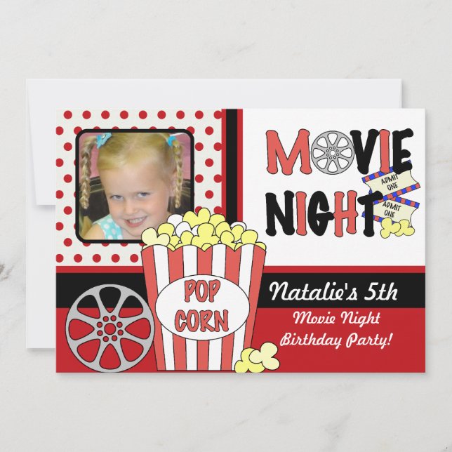 Customized Photo Movies Birthday Invitation (Front)