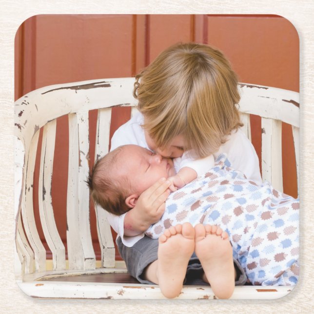 Customized Photo Personalized  Square Paper Coaster (Front)