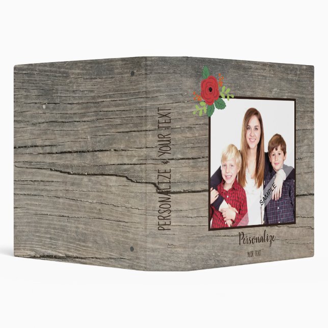 Customized Photo  Rustic Wood 3 Ring Binder (Background)