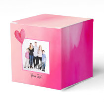 Customized Photo Watercolor Pink Heart Love Favor Boxes