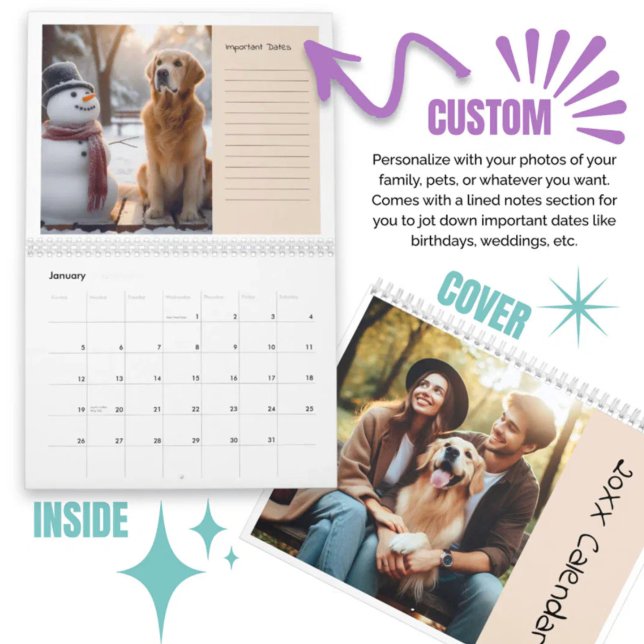 Customized Photos Family Pets With Lined Notes Calendar (Customized Photos Family Pets With Lined Notes Calendar)