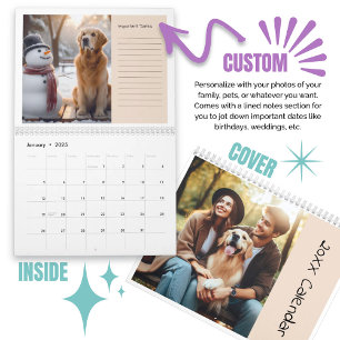 Customized Photos Family Pets With Lined Notes Calendar