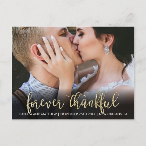 Customized Picture  Gold Glitter Forever Thankful Postcard