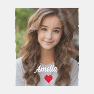 Customized picture modern script Name love Fleece Blanket