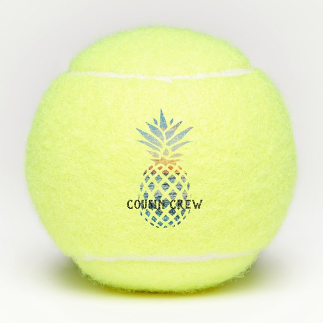 Customized Pineapple Tropical Family Vacation Tennis Balls (Front)