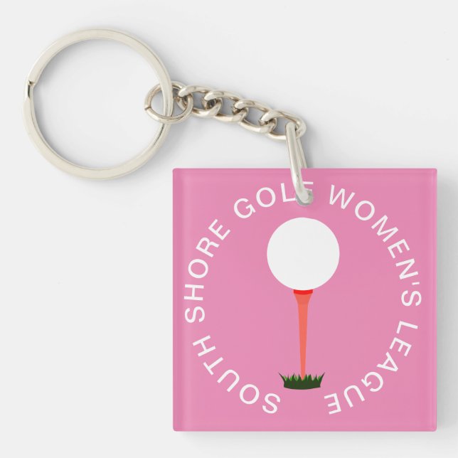 Customized Pink Acrylic Keychain Golf Members Gift (Front)