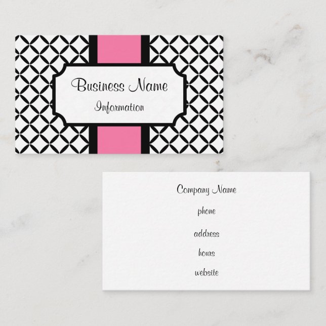 Customized Pink and Black Business Card (Front/Back)