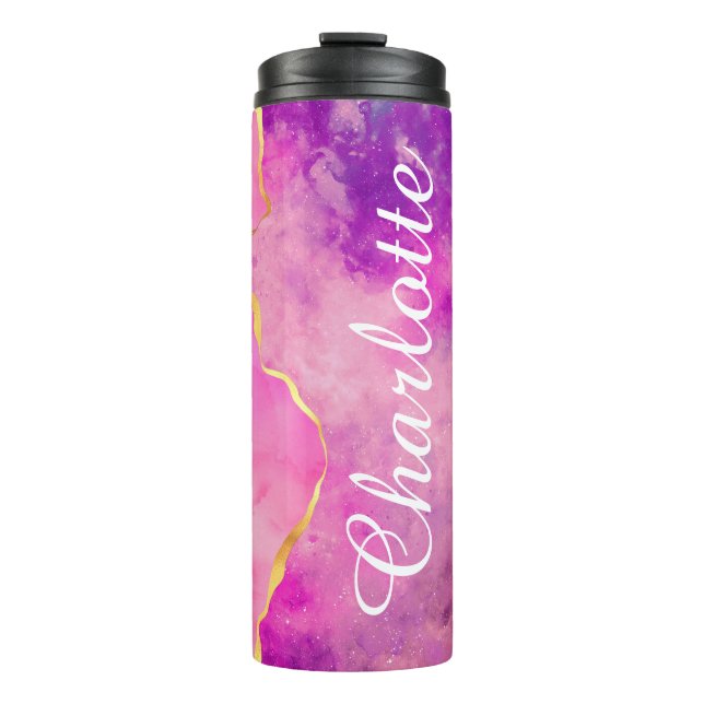 Customized Pink Glittery Clouds of Color Tumbler (Front)
