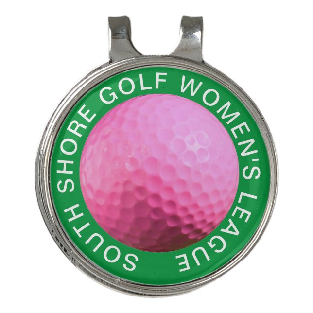 Customized Pink Golf Ball Hat Clip Marker (Front)