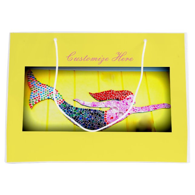 customized pink mosaic mermaids large gift bag (Front)